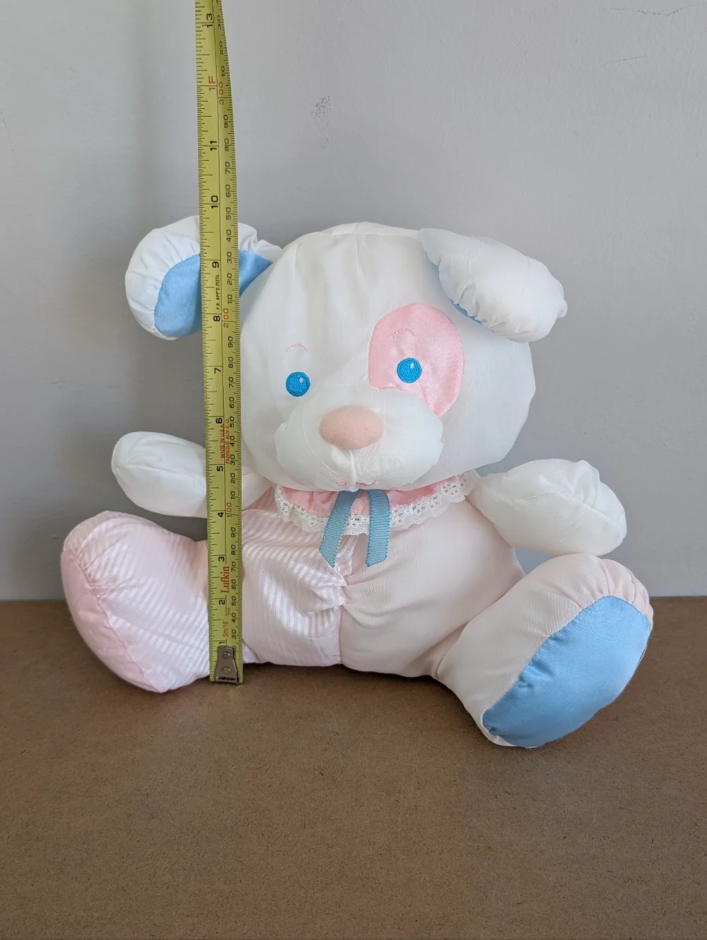 Vintage 1983 Puffalump Puppy Fisher-Price White, Pink, & Blue Nylon Toy Rattle - Picture 13 of 16